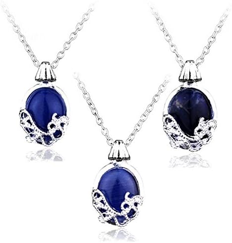 Naszyjnik z Diamentem Sztucznym Blue Serce, Łańcuszek 40 cm, Posrebrzany, Unisex, Dla Dzieci i Dam, Naszyjnik Katherine Pierce z Pamiętników wampirów - obrazek 2