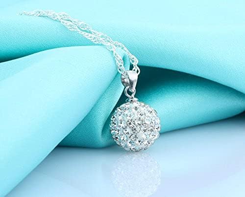 Crystalline Azuria Kryształy Pozłacane 18 kt Złotem Disco Ball Biały Wisiorek Naszyjnik dla Kobiet 45 cm Srebro S925 Wisiorek - obrazek 2