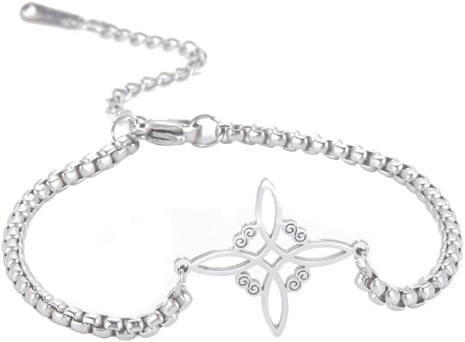 Dreamtimes Charms bransoletka czarownicy srebrna bransoletka czarownicy bransoletka dla kobiet celtycka opaska z węzłem amulet ochrona węzła wiedźmy bransoletka