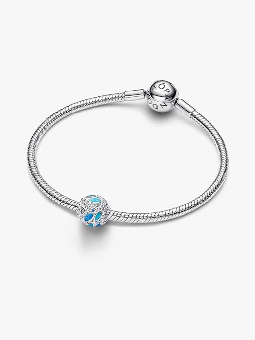 Openwork Fish Sterling Silver Charm z przezroczystą niebieską emalią - obrazek 3