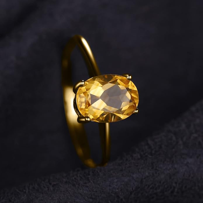 JewelryPalace Klasa naturalny kamień szlachetny granat perydot ametyst cytryn niebieski topaz kamień urodzinowy soliter pierścionki zaręczynowe dla kobiet, rocznica 14-karatowe pozłacane srebro - obrazek 3