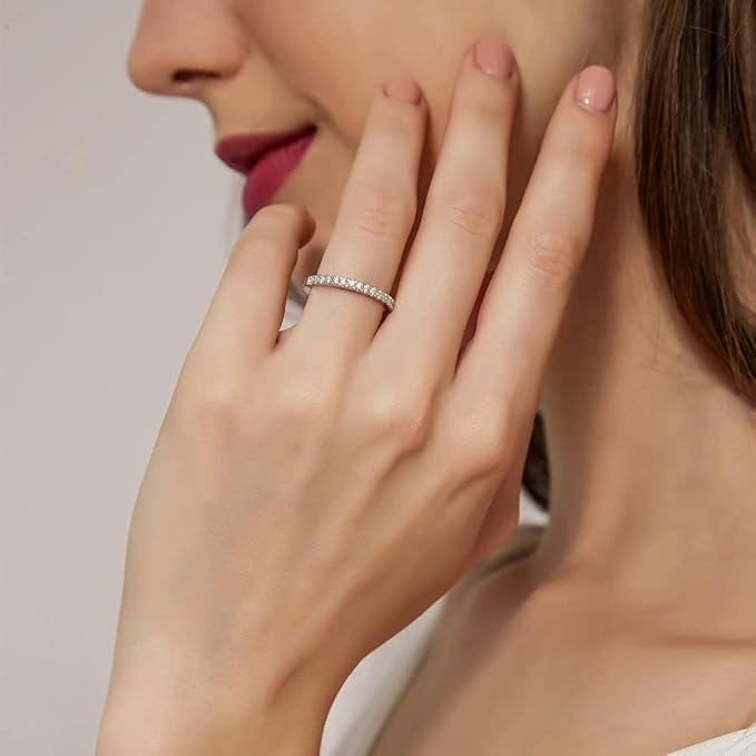 Zakk Eternity pierścionek damski, srebro próby 925, cyrkonia, pełna wieczność, wąski pierścionek zaręczynowy, obrączka ślubna, pamiątka, 2 mm, złoto, różowe złoto - obrazek 4