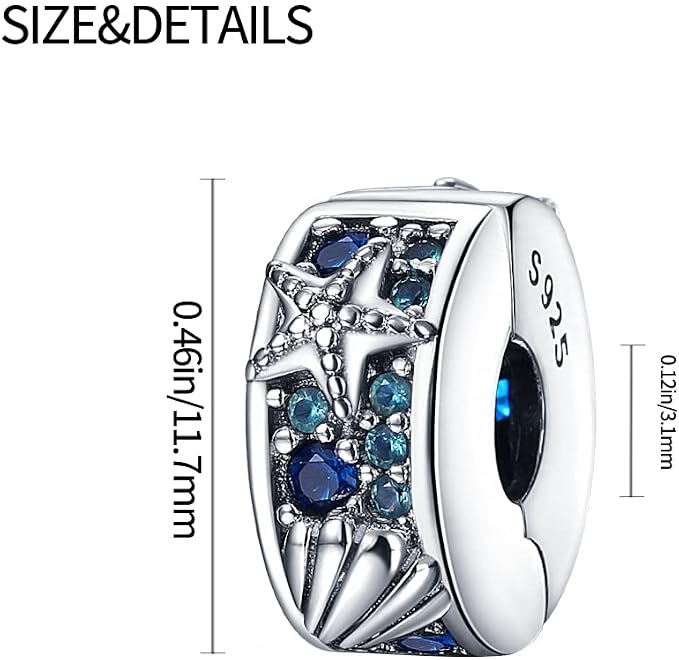 HappyStar Wisiorek charms ze srebra próby 925 do bransoletek, wisiorek typu charms, dla kobiet, kompatybilny z europejskimi bransoletkami i łańcuszkami Pandora (z koralikami dystansowymi - obrazek 6