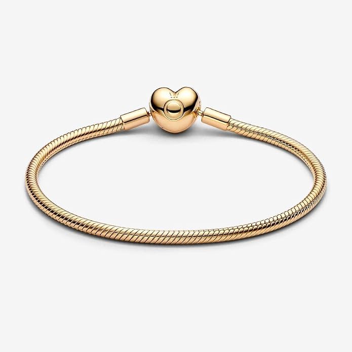 Pandora Moments Schlangen-Gliederarmband mit Herz-Verschluss aus Sterling Silber mit vergoldeter Metalllegierung, Kompatibel mit Pandora Moments, Größe:19, 563050C00-19 - obrazek 3