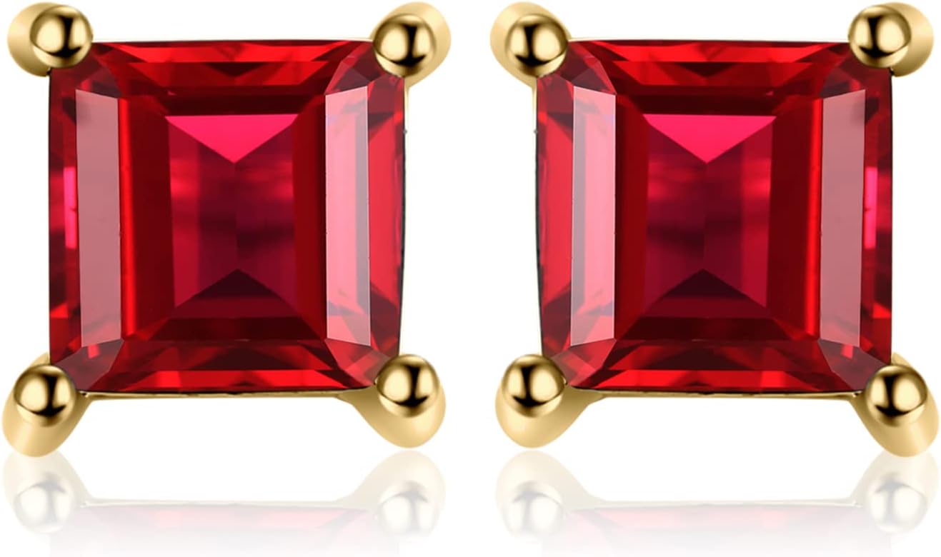 Jewelry Palace Kolczyki Kwadratowe Prawdziwy Ametyst, kolczyki sztyfty Srebro 925. - obrazek 6