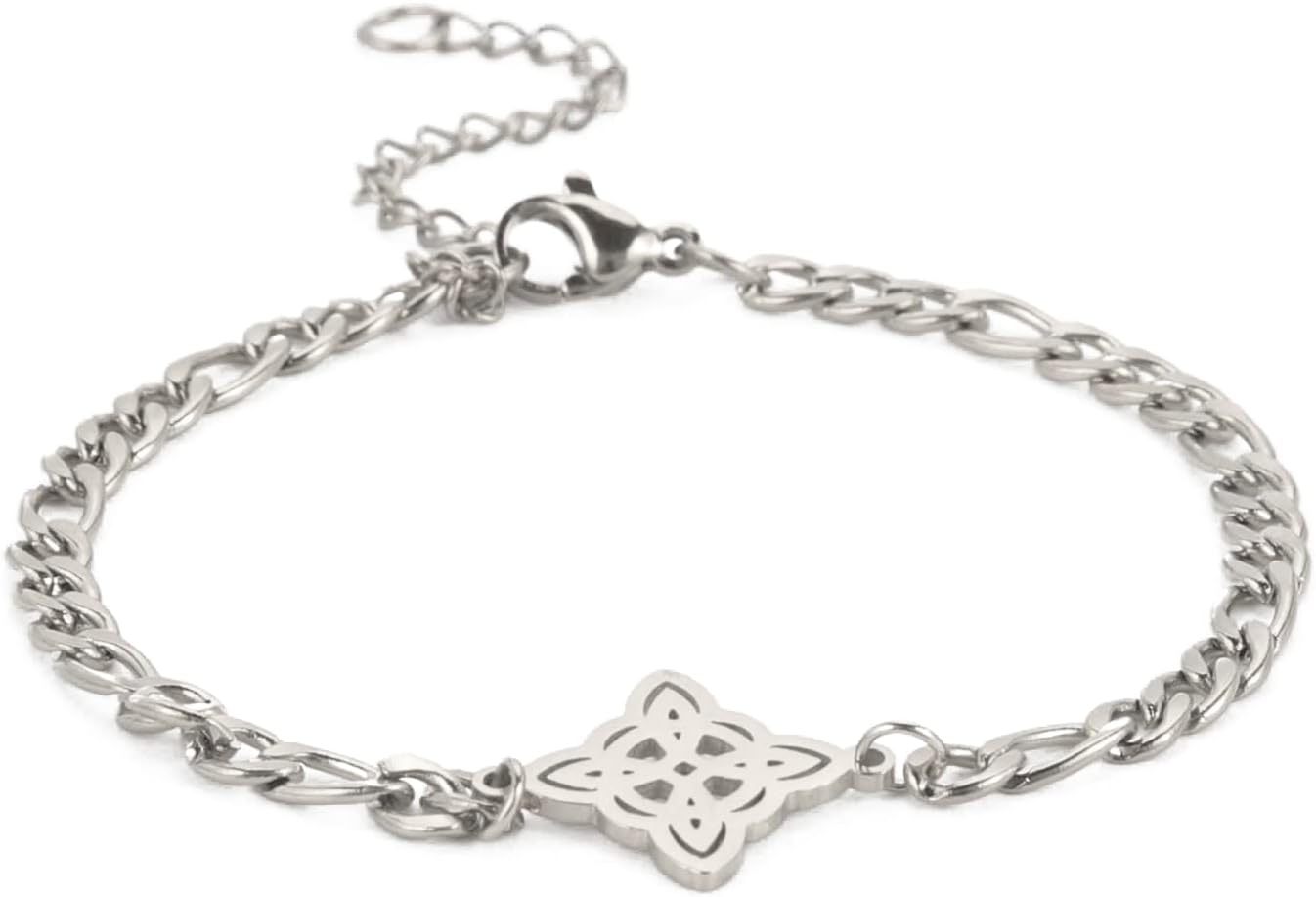kkjoy Bransoletka z węzłem czarownic ze stali nierdzewnej pogański symbol wiccan magiczny węzeł 4-spiczasty węzeł celtycki czary bransoletka dla kobiet dziewcząt - obrazek 5