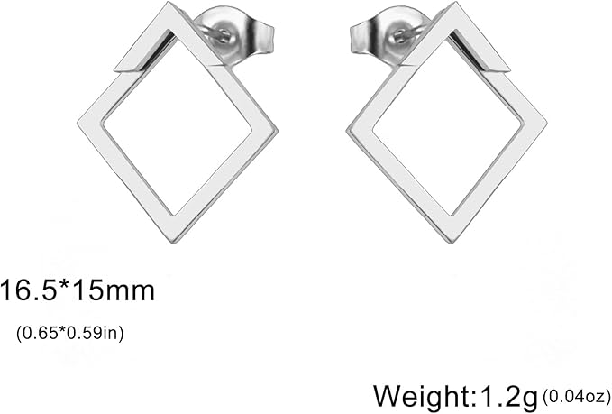 KKJOY Kropelka wody kolczyki sztyfty ze stali nierdzewnej geometryczne kwadratowe kolczyki sztyfty delikatne ucho kurtka moda trójkątne kolczyki biżuteria prezent dla kobiet urocze panie - obrazek 4
