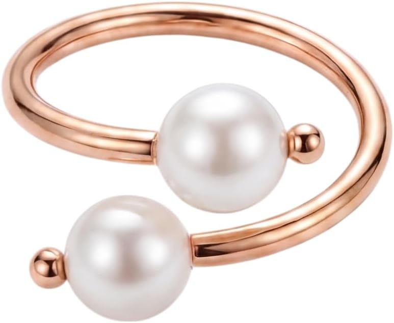 Purelei Pearl Muse pierścień, perły słodkowodne, stal nierdzewna, pozłacana, regulowany rozmiar, S/M i M/L, naturalny połysk - obrazek 2