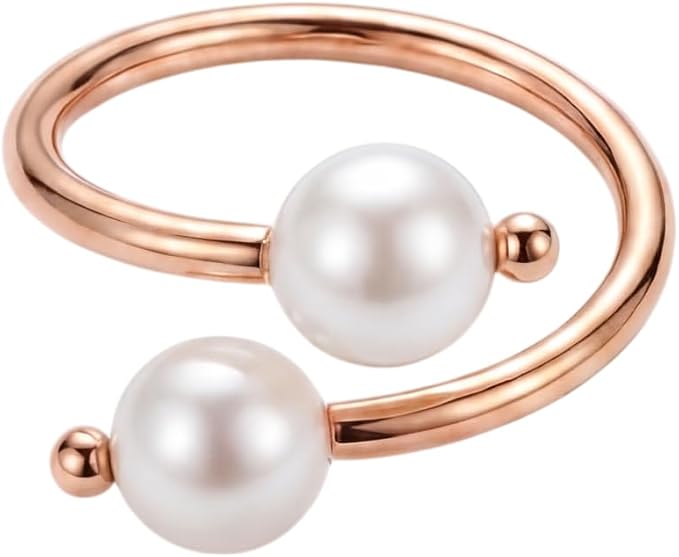Purelei Pearl Muse pierścień, perły słodkowodne, stal nierdzewna, pozłacana, regulowany rozmiar, S/M i M/L, naturalny połysk