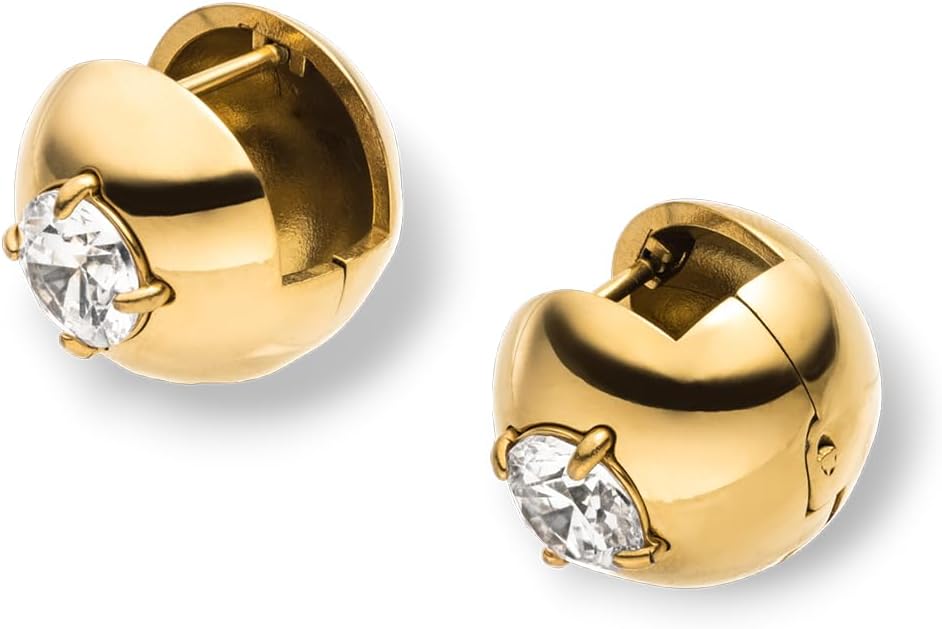 Purelei Resonance Glow kolczyki kreolskie z białą cyrkonią – stal nierdzewna (złoto pozłacane 14-karatowym złotem/srebrne/różowe złoto 18 K) – 15,5 mm kolczyki damskie - obrazek 2