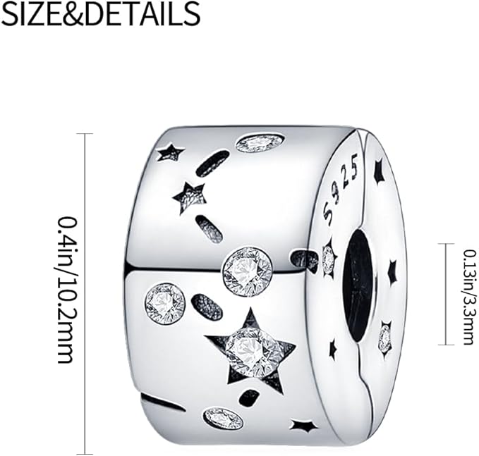 HappyStar Wisiorek charms ze srebra próby 925 do bransoletek, wisiorek typu charms, dla kobiet, kompatybilny z europejskimi bransoletkami i łańcuszkami Pandora (z koralikami dystansowymi - obrazek 5