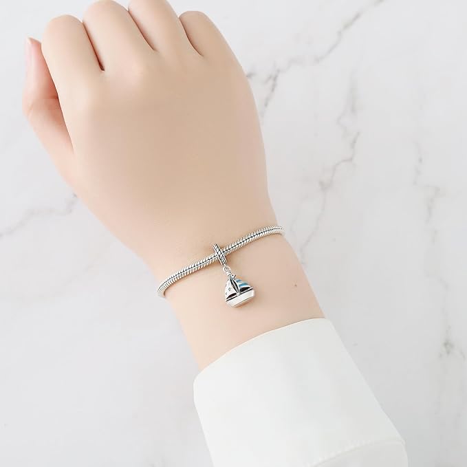 925 Sterling Silver Charms do bransoletek i naszyjników Podróżny Wisiorek Ukończenie studiów koralik wisiorek dla kobiet, urocza biżuteria prezent urodzinowy dla kobiet - obrazek 6