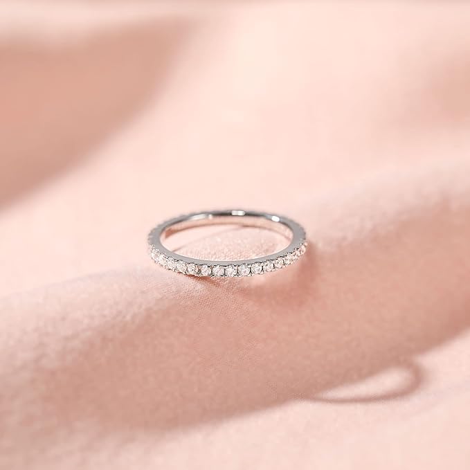 Zakk Eternity pierścionek damski, srebro próby 925, cyrkonia, pełna wieczność, wąski pierścionek zaręczynowy, obrączka ślubna, pamiątka, 2 mm, złoto, różowe złoto - obrazek 3