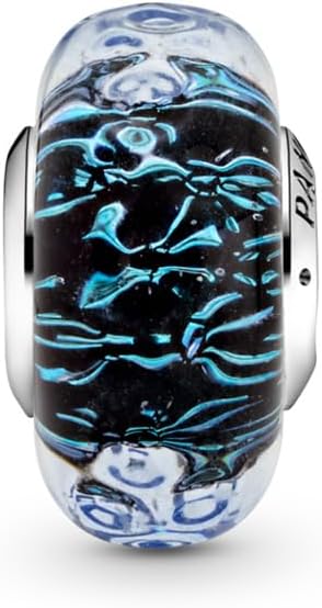 PANDORA Welliges dunkelblaues Ozean Murano-Glas Charm - obrazek 2