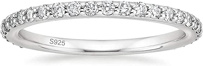 Zakk Eternity pierścionek damski, srebro próby 925, cyrkonia, pełna wieczność, wąski pierścionek zaręczynowy, obrączka ślubna, pamiątka, 2 mm, złoto, różowe złoto