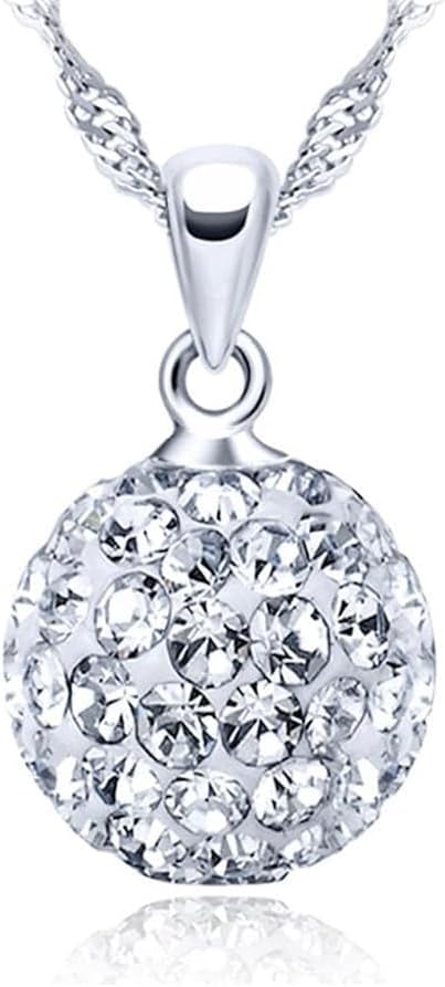Crystalline Azuria Kryształy Pozłacane 18 kt Złotem Disco Ball Biały Wisiorek Naszyjnik dla Kobiet 45 cm Srebro S925 Wisiorek