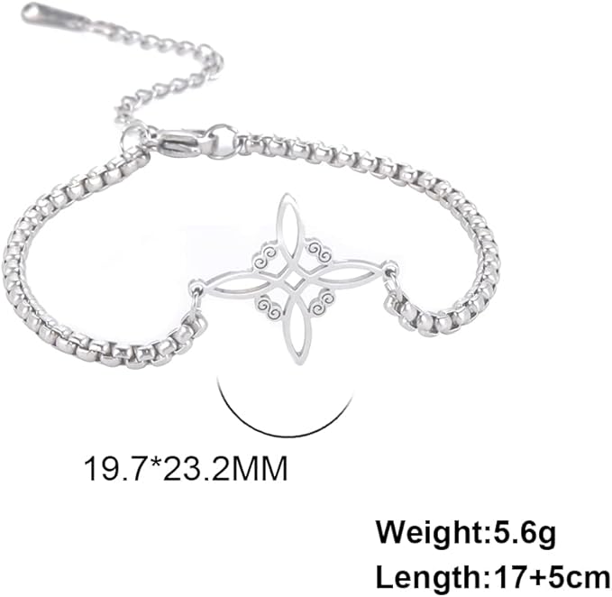 kkjoy Bransoletka z węzłem czarownic ze stali nierdzewnej pogański symbol wiccan magiczny węzeł 4-spiczasty węzeł celtycki czary bransoletka dla kobiet dziewcząt - obrazek 5