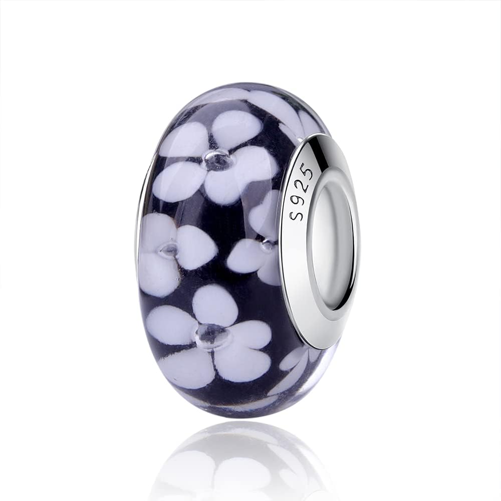 Murano Glass Charm Do Damskiej Bransoletki i Naszyjnika, Srebrny Charm Próby 925, Kompatybilny z Pandora, Gnoce i Trollbeads - obrazek 5