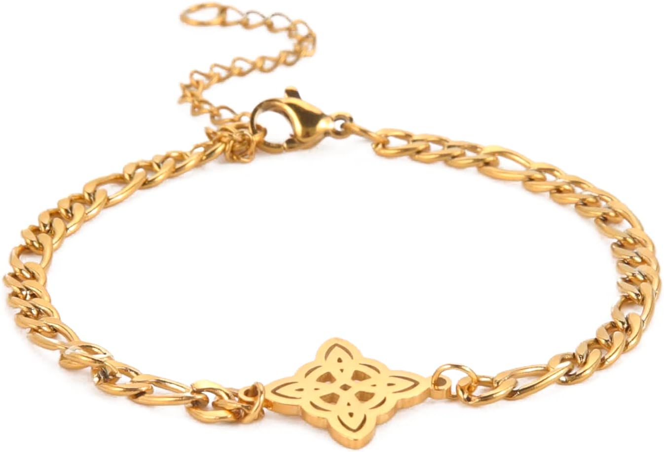 kkjoy Bransoletka z węzłem czarownic ze stali nierdzewnej pogański symbol wiccan magiczny węzeł 4-spiczasty węzeł celtycki czary bransoletka dla kobiet dziewcząt - obrazek 6