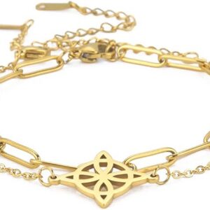 Bransoletka z węzłem czarownic dla kobiet węzeł celtycki symbol wiccan warstwowa bransoletka ze stali nierdzewnej unikalny amulet regulowana dwuwarstwowa bransoletka