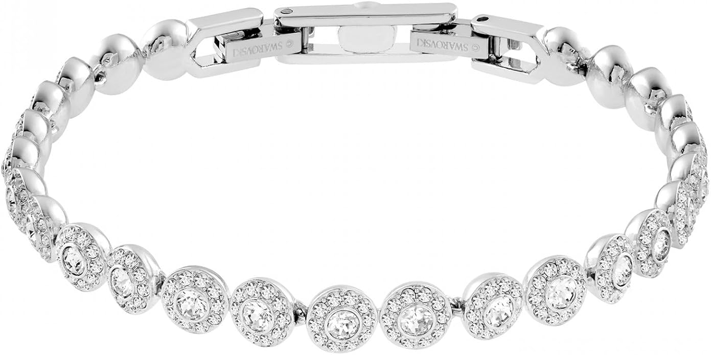 Swarovski Bransoletka Tennis Angelic, Szlif okrągły, Mała, Biała, Powłoka z rodu - obrazek 4