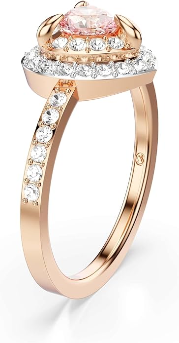 Swarovski One Kolekcja Pierścionek z motywem, Szlif w kształcie serca, Pavé, Serce, Różowy, Wykończenie z mieszanego metalu - obrazek 3