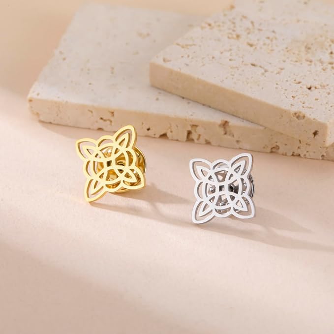 KKJOY Broszki ze stali nierdzewnej czarownica węzeł szpilka do klapy akcesoria odzieżowe biżuteria czary magiczny symbol dla kobiet mężczyzn (styl 2) - obrazek 7