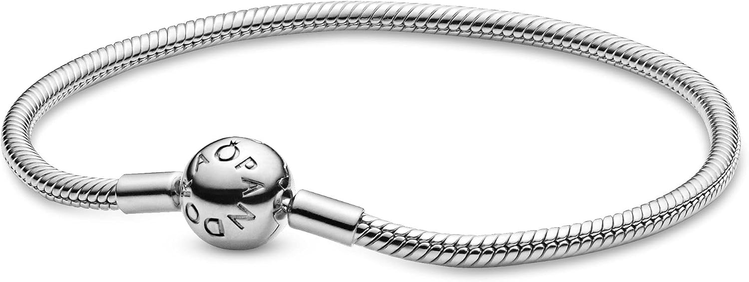 PANDORA Biżuteria – Smooth Moments bransoletka z zawieszką z łańcuszkiem wężowym – prezent dla niej – srebro wysokiej próby, Metal - obrazek 2
