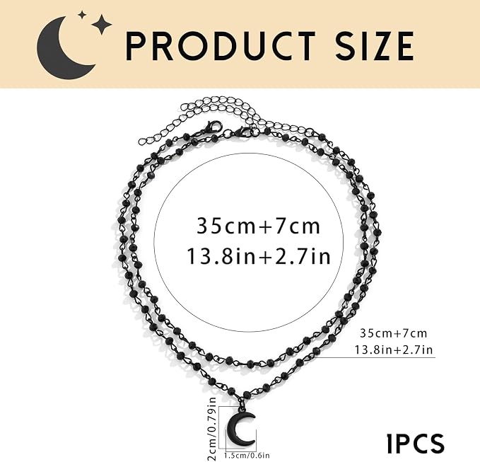 Moguri® Gotycki naszyjnik z księżycem w stylu boho, Y2k, gwiazdy, słońce, gotycki, naszyjnik na Halloween, Boże Narodzenie, prezent dla kobiet - obrazek 2