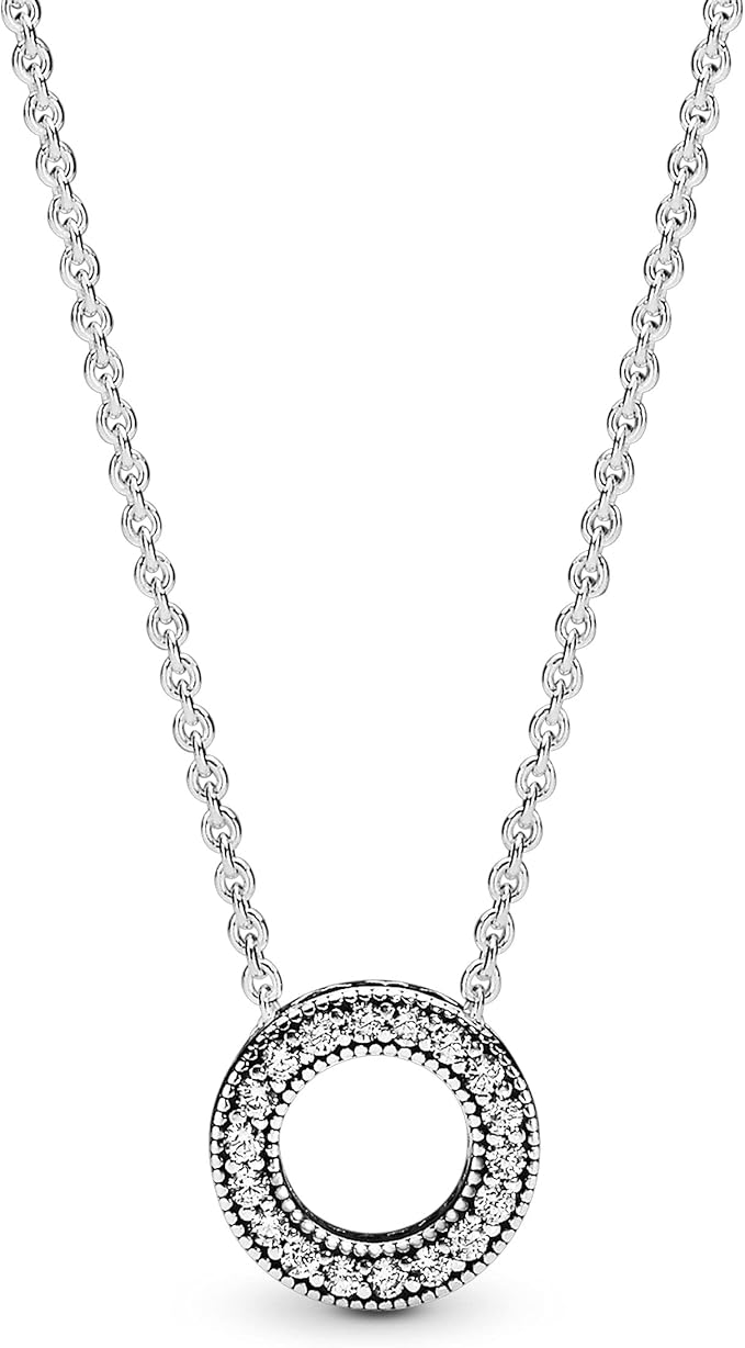 Pandora Signature Collier Pavé réversible en argent sterling avec zircones cubiques transparentes, 45