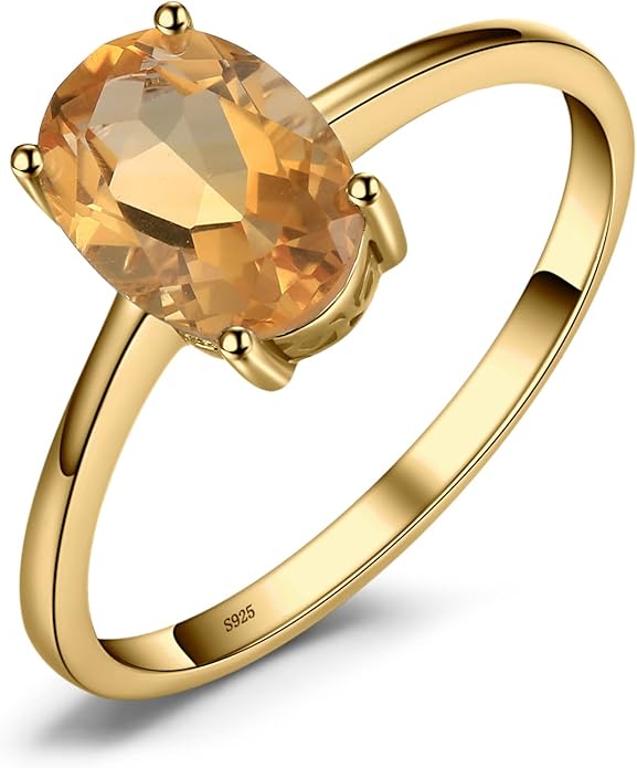JewelryPalace Klasa naturalny kamień szlachetny granat perydot ametyst cytryn niebieski topaz kamień urodzinowy soliter pierścionki zaręczynowe dla kobiet, rocznica 14-karatowe pozłacane srebro