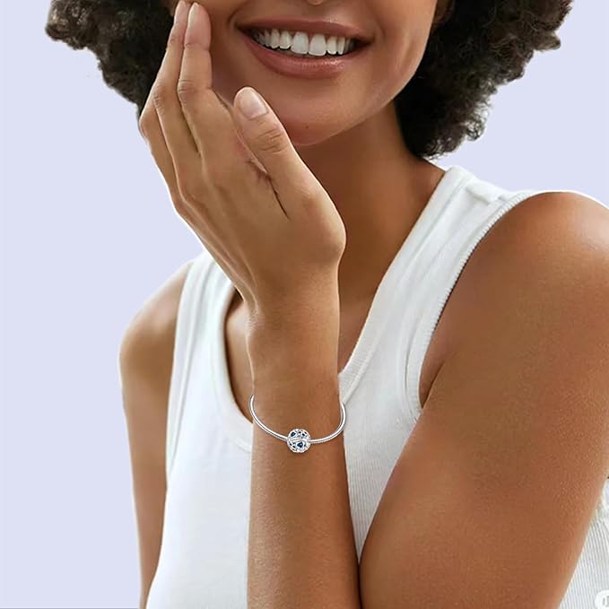 LNQOBU Birthstone Charms do bransoletek Pandora, srebro wysokiej próby 925, zawieszka w kształcie serca w kształcie serca, prezent urodzinowy dla kobiet - obrazek 4