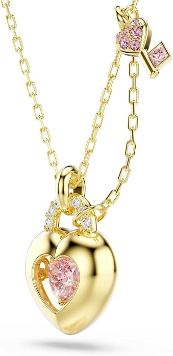 Swarovski Wisiorek Idyllia, Szlify różnorodne, Serce, klucz, Różowy, Powłoka w odcieniu złota - obrazek 3