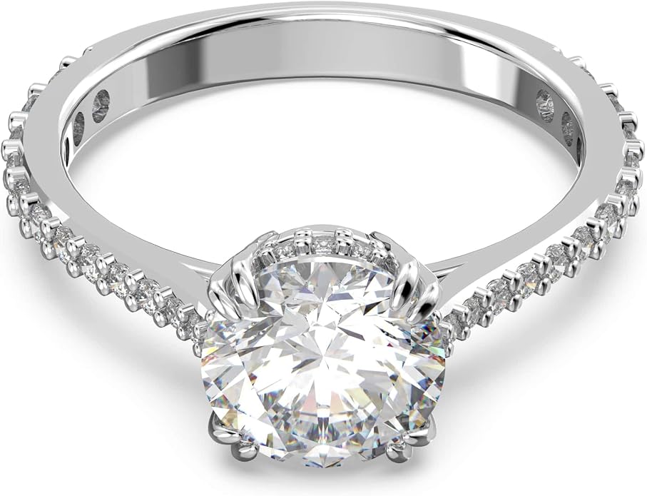 Swarovski Stilla Kolekcja pierścionek koktajlowy, szlif okrągły, pavé, biały