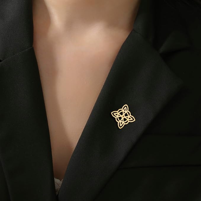 KKJOY Broszki ze stali nierdzewnej czarownica węzeł szpilka do klapy akcesoria odzieżowe biżuteria czary magiczny symbol dla kobiet mężczyzn (styl 2) - obrazek 4