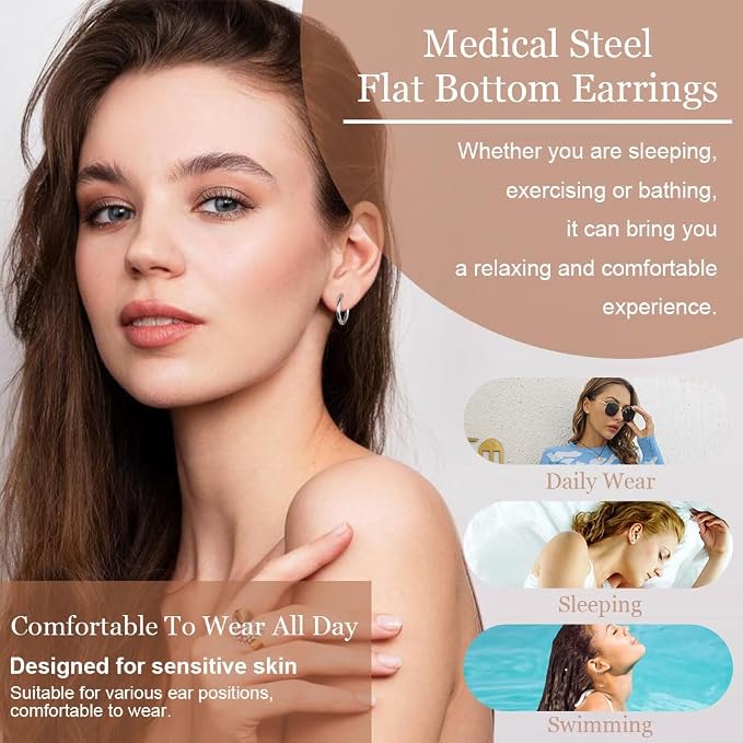 Vicloon Chirurgiczne kolczyki stalowe, 9 par kolczyki sztyfty płaskie retro kolczyki koła chrząstki hipoalergiczne chrząstka Helix kolczyki do uszu zestaw kolczyków damskie - obrazek 4