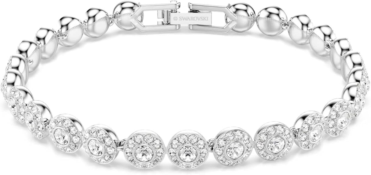 Swarovski Bransoletka Tennis Angelic, Szlif okrągły, Mała, Biała, Powłoka z rodu - obrazek 5
