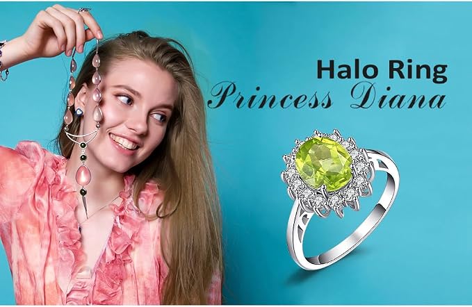 JewelryPalace Księżniczka Diana Kate Middleton zielony perydot cyrkonia, pierścionek zaręczynowy, pierścionek zaręczynowy, pierścionek zaręczynowy, pierścionek zaręczynowy, pierścionek zaręczynowy 14 - obrazek 6