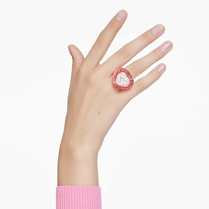 Swarovski Dulcis Kolekcja pierścionek koktajlowy, szlif serce, pavé, serce, różowy - obrazek 6