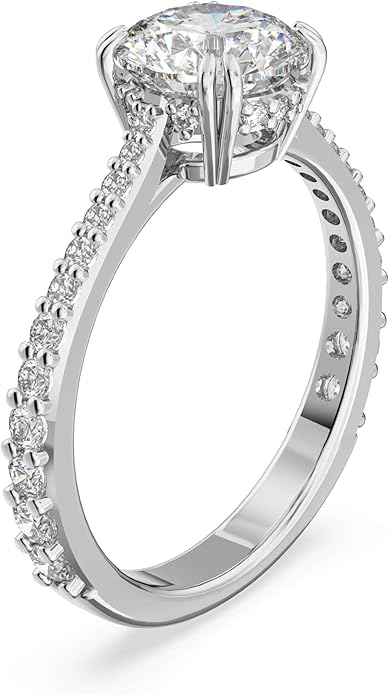 Swarovski Stilla Kolekcja pierścionek koktajlowy, szlif okrągły, pavé, biały - obrazek 3