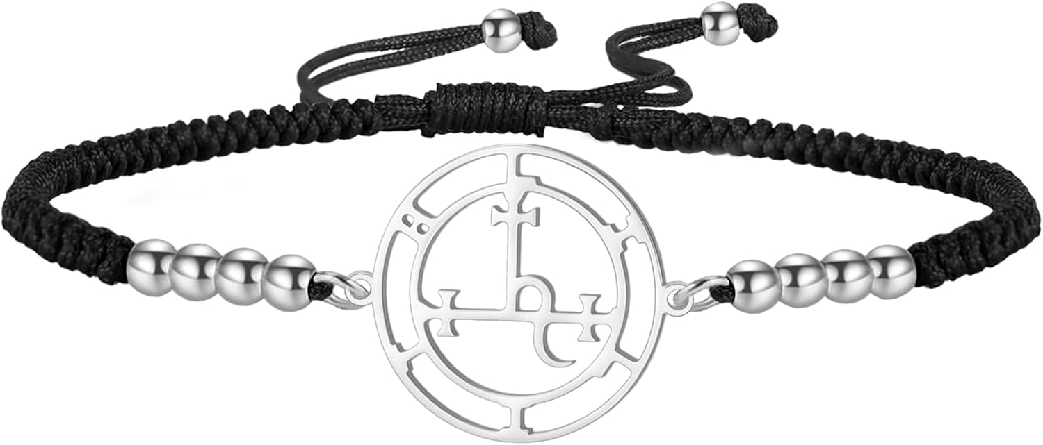 Sigil of Lilith bransoletka dla kobiet, ręcznie wykonana, pleciona lina, szczęśliwy czerwony sznurek, gotycki amulet, potrójny księżyc, , biżuteria, pogańska mitologia, czary, prezent - obrazek 7