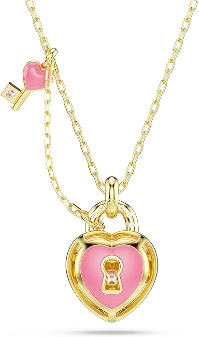 Swarovski Wisiorek Idyllia, Szlify różnorodne, Serce, klucz, Różowy, Powłoka w odcieniu złota - obrazek 5