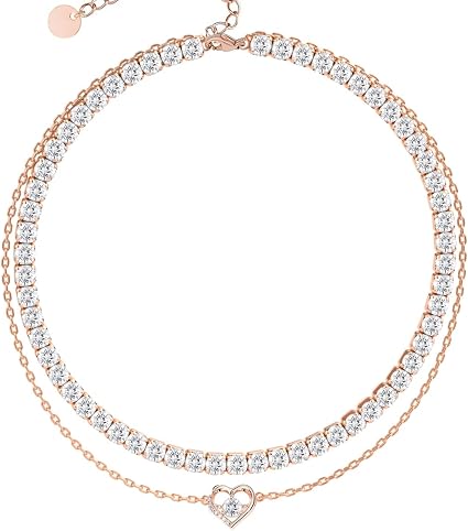 Bransoletka na nogę w stylu tenisowym z moissanitem, 4 mm diamentów hodowanych w laboratorium, grubiej pokryta 18K różowym złotem, regulowana złota bransoletka na nogę dla kobiet, prezent z biżuterii. - obrazek 4