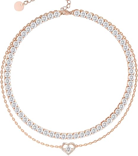 Bransoletka na nogę w stylu tenisowym z moissanitem, 4 mm diamentów hodowanych w laboratorium, grubiej pokryta 18K różowym złotem, regulowana złota bransoletka na nogę dla kobiet, prezent z biżuterii. - obrazek 5