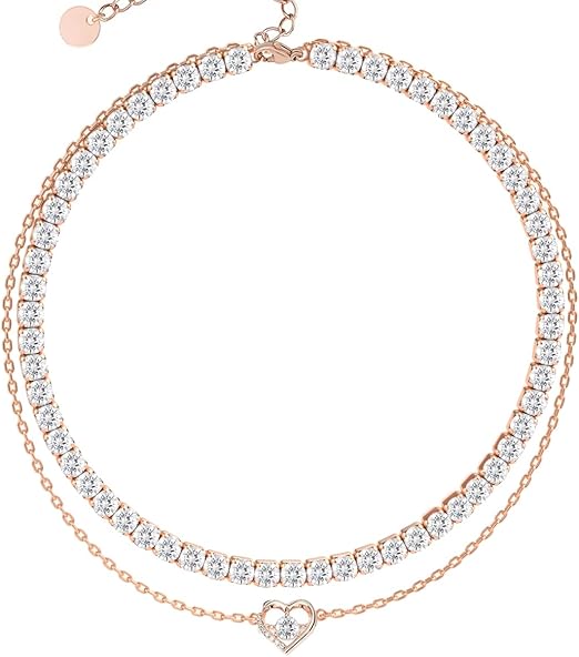 Bransoletka na nogę w stylu tenisowym z moissanitem, 4 mm diamentów hodowanych w laboratorium, grubiej pokryta 18K różowym złotem, regulowana złota bransoletka na nogę dla kobiet, prezent z biżuterii. - obrazek 6