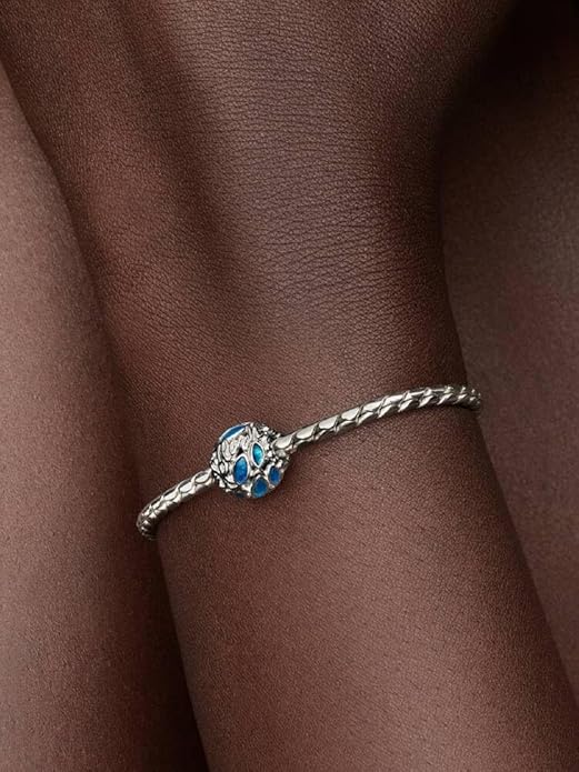 Openwork Fish Sterling Silver Charm z przezroczystą niebieską emalią - obrazek 4