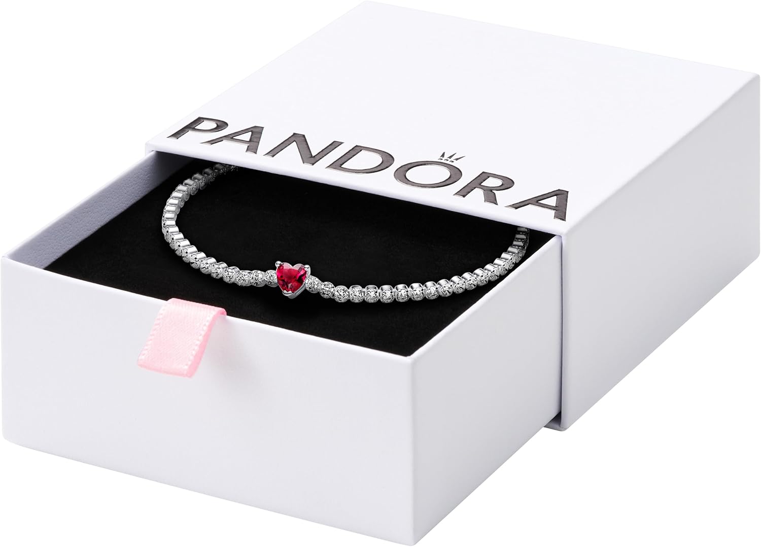 Pandora Timeless Bransoletka tenisowa ze srebra próby 925 z czerwonym kryształem i przezroczystą cyrkonią - obrazek 2