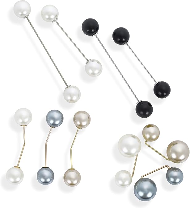 ASTER 10 przypinek ze sztucznych koralików dla kobiet, akcesoria do kostiumu, tworzywo ABS, stop, perła, 10 szt - obrazek 7