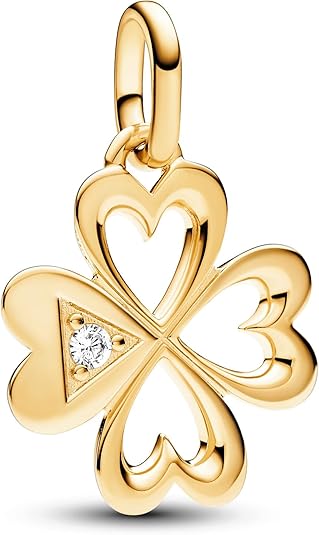PANDORA ME Herz Vierblättriges Kleeblatt Medaillon-Charm aus Sterling Silber mit vergoldeter Metalllegierung, Cubic Zirkoniastein, Kompatibel ME und Moments Armbändern, 763034C01 - obrazek 4