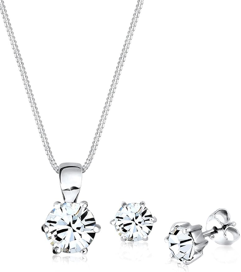 Elli Kobiety Schmuckset Basic Zestaw Biżuterii, Srebrny, 3 Elementy